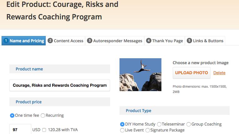3 Review The Courage, Risks & Rewards PRODUCT To Sell Your Program Online. Click on CART PRODUCTS Courage, Risks, Rewards Program (click on EDIT in the drop-down menu to the right).