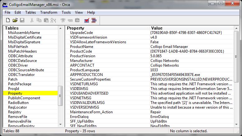 3. From the Tables menu, select Add Row. The Add Row dialog displays: 4. Enter the Property name and Value. 5. Click OK. The new property displays in the Property Table.
