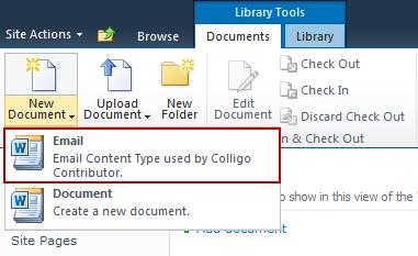 5. Under the Library Tools > Documents ribbon, click the New Document