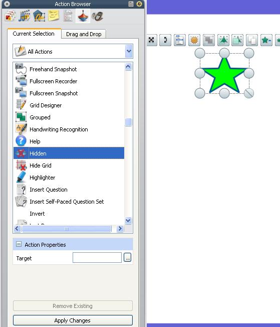 Hiding & Showing Objects with the Action Browser 1. Start ActivInspire and open a new flipchart. 2. On the first page of the flipchart, use the shapes tool to draw a shape.
