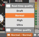 CONFIGURATION PLUG-IN S CURRENT SETTINGS Processing Path Quality Clicking the item expands the menu that allows to select the Current quality of generated sound for Real-time or Offline modes.