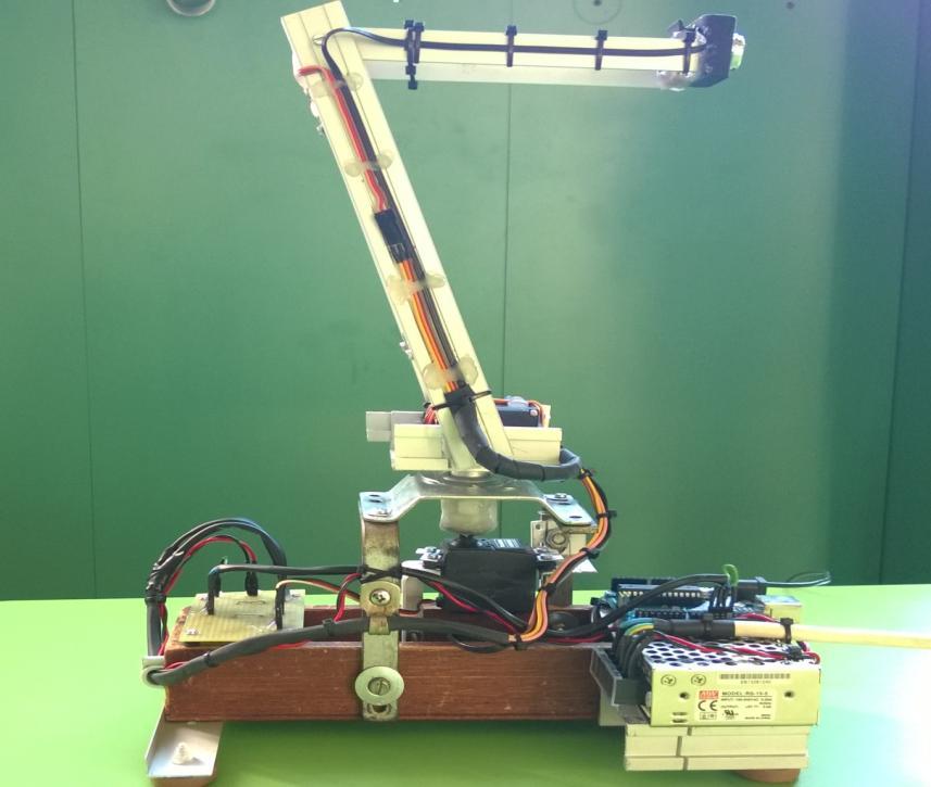 Figure 36: Prototype of the Serial Arm with a camera at end effector (Positioned at idle configuration) The serial arm prototype was tested subjected to various position of tracking object and the
