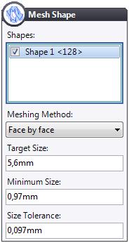Quick Analysis Choose the Face by face meshing method from the drop-down list. Keep the default values.
