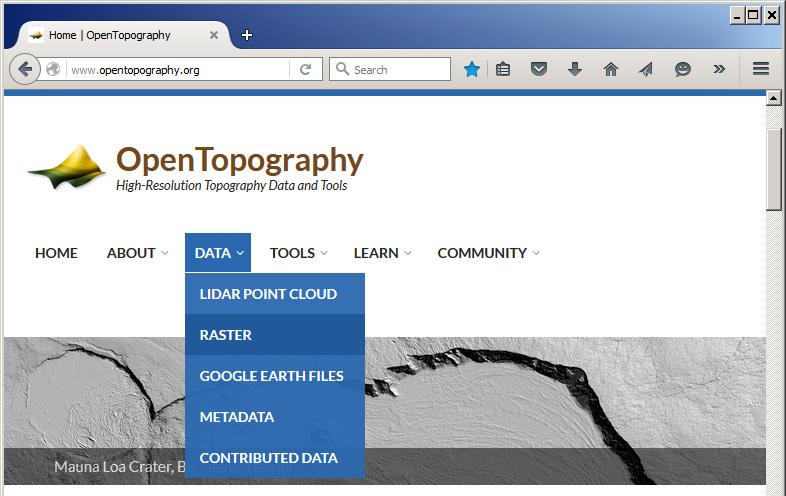 1.1 Acquiring publically-available elevation data from OpenTopography.org OpenTopography.