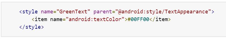 Style inheritance Use the parent attribute to inherit properties from built-in platform styles To inherit from you own defined style (e.g.