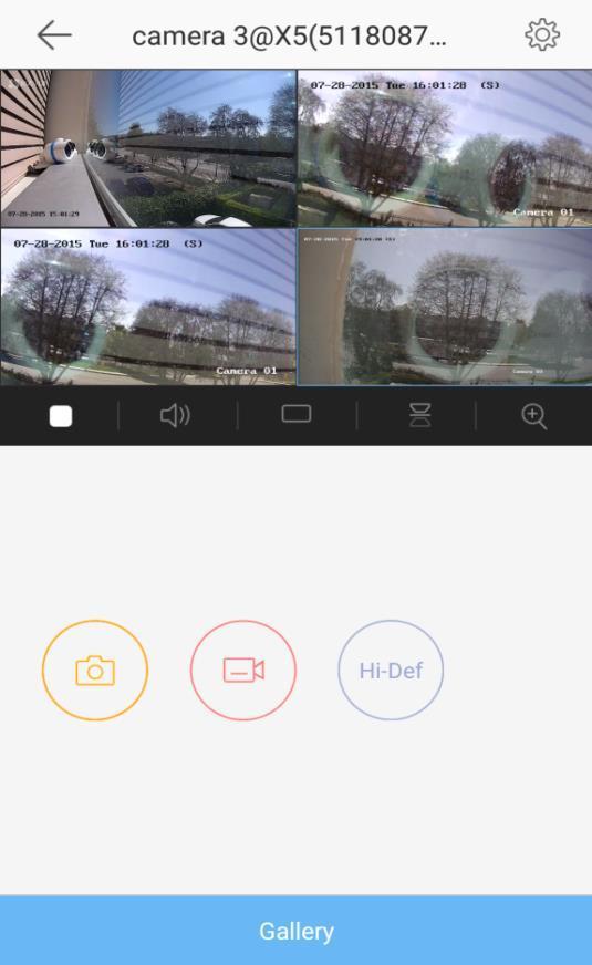 Tap to capture the current live video scene. Video Recording Tap to start/stop recording. Video Quality Tap to show and switch the video quality from Basic, Standard, and Hi-Def.