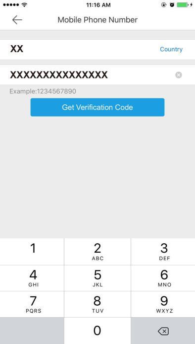 7. Input the received verification code in the box and tap Next. Note: The SMS may be delayed.