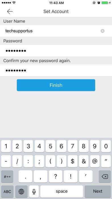 Input a user name and password and confirm password in the next interface.