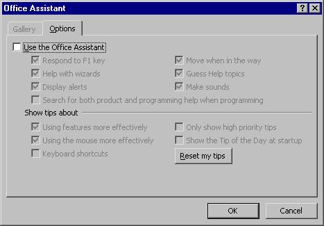 PAGE 15 - PROJECT 2003 - FOUNDATION LEVEL MANUAL To show the Office Assistant From the main menu, choose Help > Show the Office Assistant.