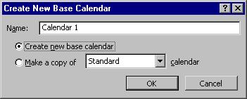 Click OK to go back to the Change Working Time dialog box to customise the new base calendar.