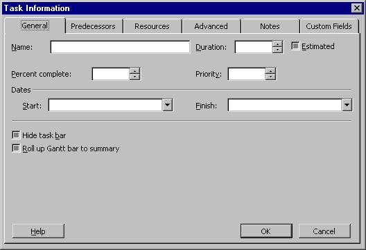 and most convenient way is to use the Task Information dialog box because all