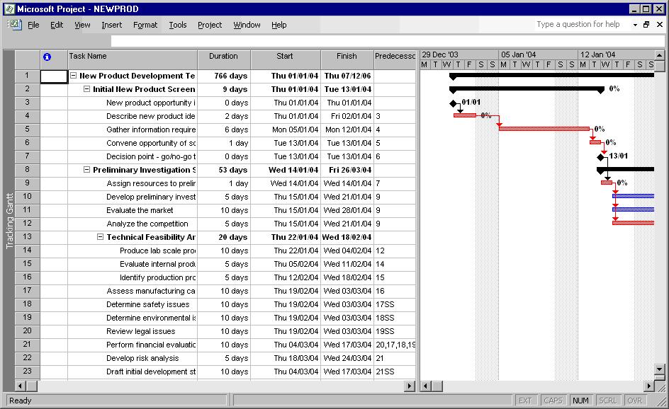 PAGE 73 - PROJECT 2003 - FOUNDATION LEVEL MANUAL A black bar in the Tracking Gantt view represents summary tasks.