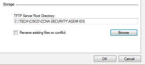 WARNING: Make sure you go back and re-enable Windows Firewall once you have loaded the ASDM software into the ASA, which is explained next: Configuring the ASA 1.