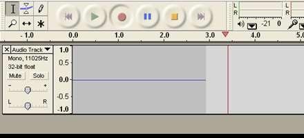 The red bar will move along the screen and the blue line will show the level of recording. When the recording is finished press the stop button.