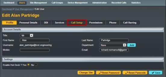 Under the "In Call Options" table, select "Call Transfer".