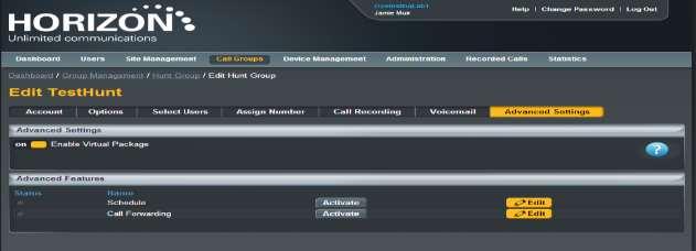Once you're in the Edit Hunt Group or Edit Call Queue Group screen, select "Advanced Settings".