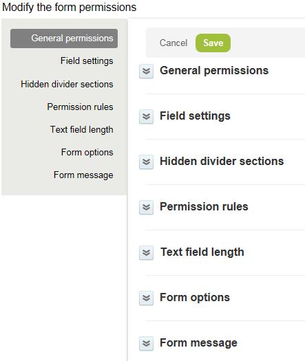 Form Permissions 40 Form Permissions OpenAir allows you to control entity forms using the Tips > Modify the form permissions link.
