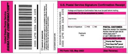 In addition to proof of mailing and delivery, provides documented chain of custody. $11.
