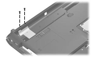 2. Remove the two Phillips PM2.5 8.0 screws that secure the display assembly to the computer. 3. Turn the computer display-side up, with the front toward you. 4.