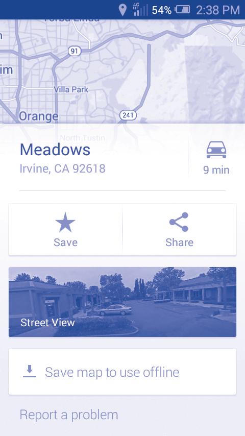 Then select a transport mode: driving by car, using public transport, or walking directions. A couple of suggested routes will appear in a list.