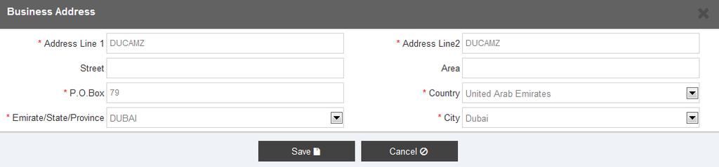 17 17 2. Click on a. Edit to edit the Business Address b. Delete to delete the Business Address and Add a New Address 3.