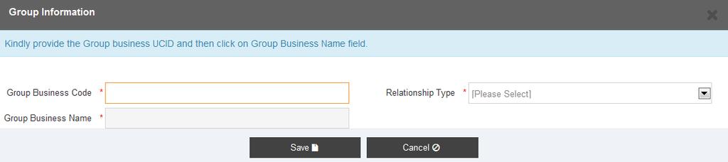 23 23 3. Provide the Business Code for the business you want to group with and the Company Name will be display automatically 4. Select the Relationship Type from the drop down list 5. Click on a.
