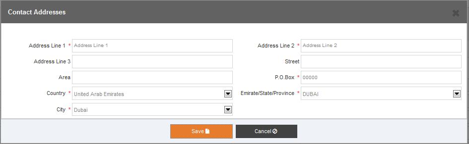 44 44 10.1.1.2 Facility Contact Addresses 1. Click Add to add a Facility Contact Addresses 2. After clicking on Add, following screen is displayed 3. Fill in all the applicable fields. 4. Click on a.
