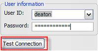 In the User information pane, enter the password that matches your database user ID. Figure 33. User information 4.