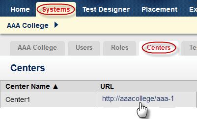 EDITING A TEST CENTER Editing test center details Quick Path:, Test Center Admin Systems > Centers > url > [In new browser tab, click Systems tab.] > [Edit the center details.] > Save 1.