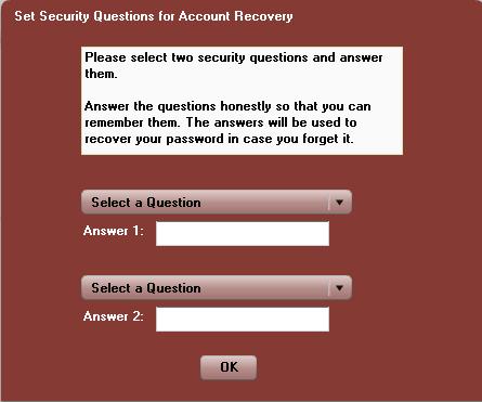 Fig 1-7 Password Security Questions Figure 1-8 Password Recovery link 1.4.4 Editing an Existing User Profile and Resetting Passwords Click on the User Management link to display the list of users.