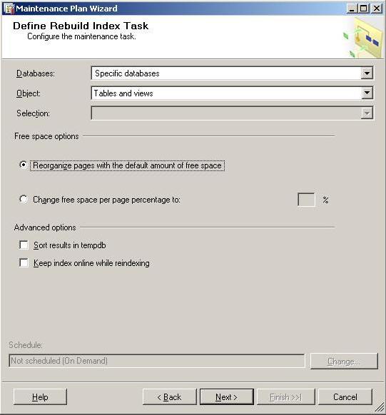 Rebuild Index Task The Rebuild Index task rebuilds indexes in SQL Server database tables and views. Rebuilding an index drops the index and creates a new one.