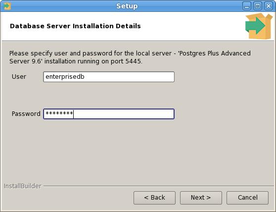 Click Next to continue. If the PEM server will reside on an existing Postgres server, the Database Server Installation Details dialog shown in Figure 3.