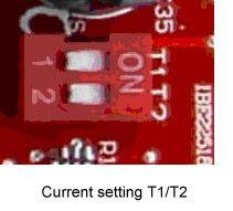 6.3 current setting: Board marked T1T2(match with DIP swtich 1 and 2) to set the value of switching current setting T1 T2 Current 25%*2.5A 50%*2.5A 75%*2.