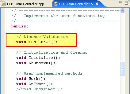 Tips: You should obscure the name of the license validation routine (and other symbols shown in all capitals) to help secure your FPM application.