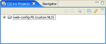 7. Click Finish. A web-config-fb (custom NLS) project appears in the C/C++ Projects view. 8. Expand the web-config-fb (custom NLS) folder. The English.