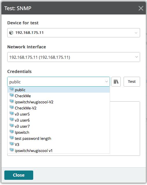 Dialog box will fill in the device for test and let you select Network Interface to be used during the