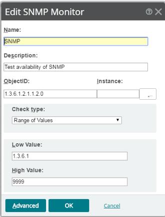 SNMP The Simple Network Management Protocol (SNMP) monitor gathers information about the functions of an SNMP-enabled network devices by querying it to verify it returns an expected value.