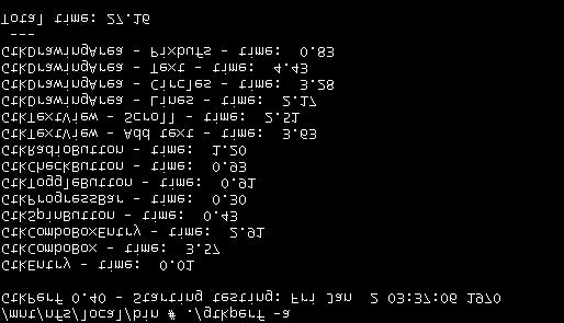 The resulting processing time can be seen at the command prompt at the Linux. In the test, we run the widgets each 100 times and some of widget operations are follows.