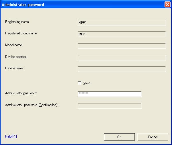 4 Type the 8-digit Administrator Password registered in the machine and click [OK].