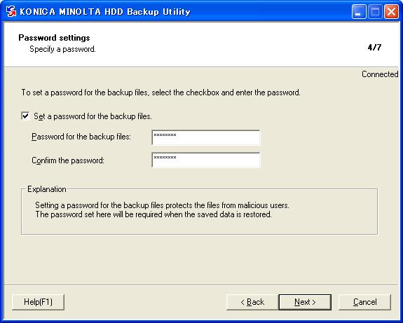 Application Software 4 7 Type a backup folder name that consists of one to 50 characters in the "Backup