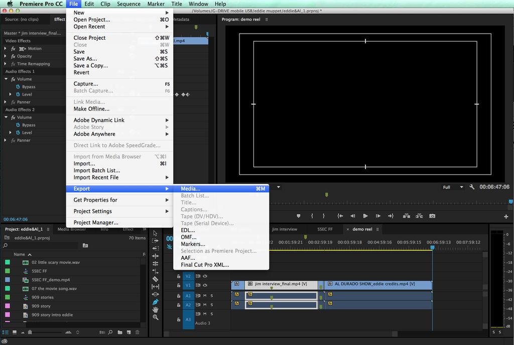 Section 2 Exporting your Video for Vimeo When your project is done and ready to be exported with Vimeo settings, go to: File>