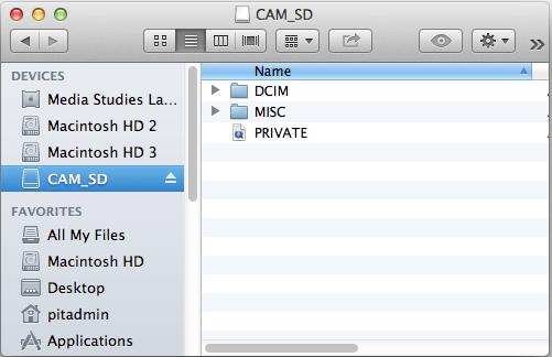 folder structure. When the SD card is connected and shows up on the finder, you can open up Prelude CC and begin to ingest the footage.