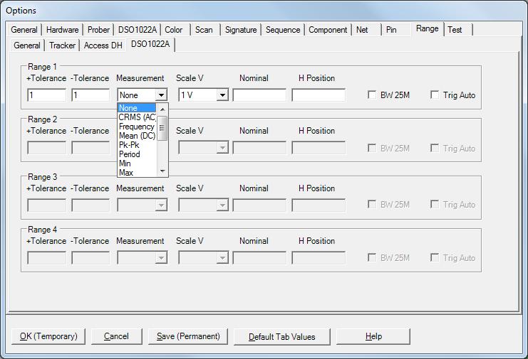 You can set the plus and minus Tolerance amount, Measurement type, Scale V, Nominal measurement value and H Position.