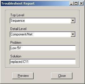 Viewing Signatures Troublesheet Report To view and print the Troublesheet report, press the Print button in the Troublesheet