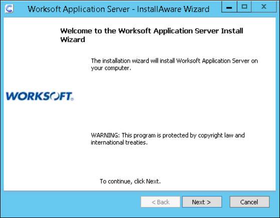 Installing Worksoft Application Server Installing Worksoft Application Server The Worksoft Application Server installs the Worksoft Management Studio.