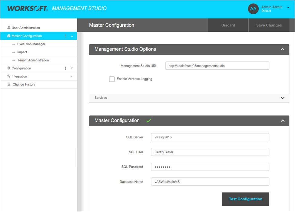 Creating Your Worksoft Management Studio Database Creating Your Worksoft Management Studio Database The Management Studio database maintains configuration information used by Worksoft applications