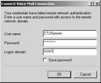Section 2 Advanced Setup Accessing the Voice Mail from a Remote Location Creating a Dial-Up Connection (cont d) If the connection could not be established,