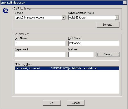 July 2006 Using Directory Synchronization To unlink an existing CallPilot user 1 From the Active directory screen, right click and select properties for the user you want to unlink.