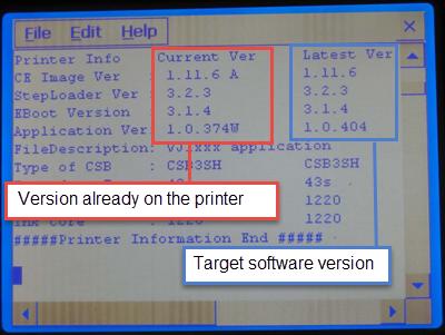 Wait a few moments for the information screen to appear in the printer display.
