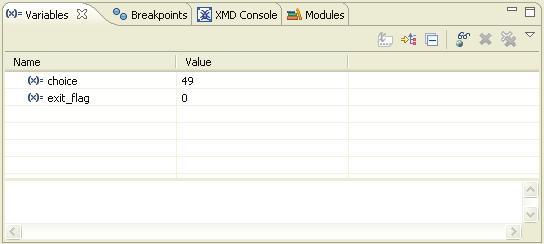X-Ref Target - Figure 24 UG915_24_072512 Figure 24: Value of a Variable Values of variables can also be viewed in the Variables View tab, as shown in Figure 25.